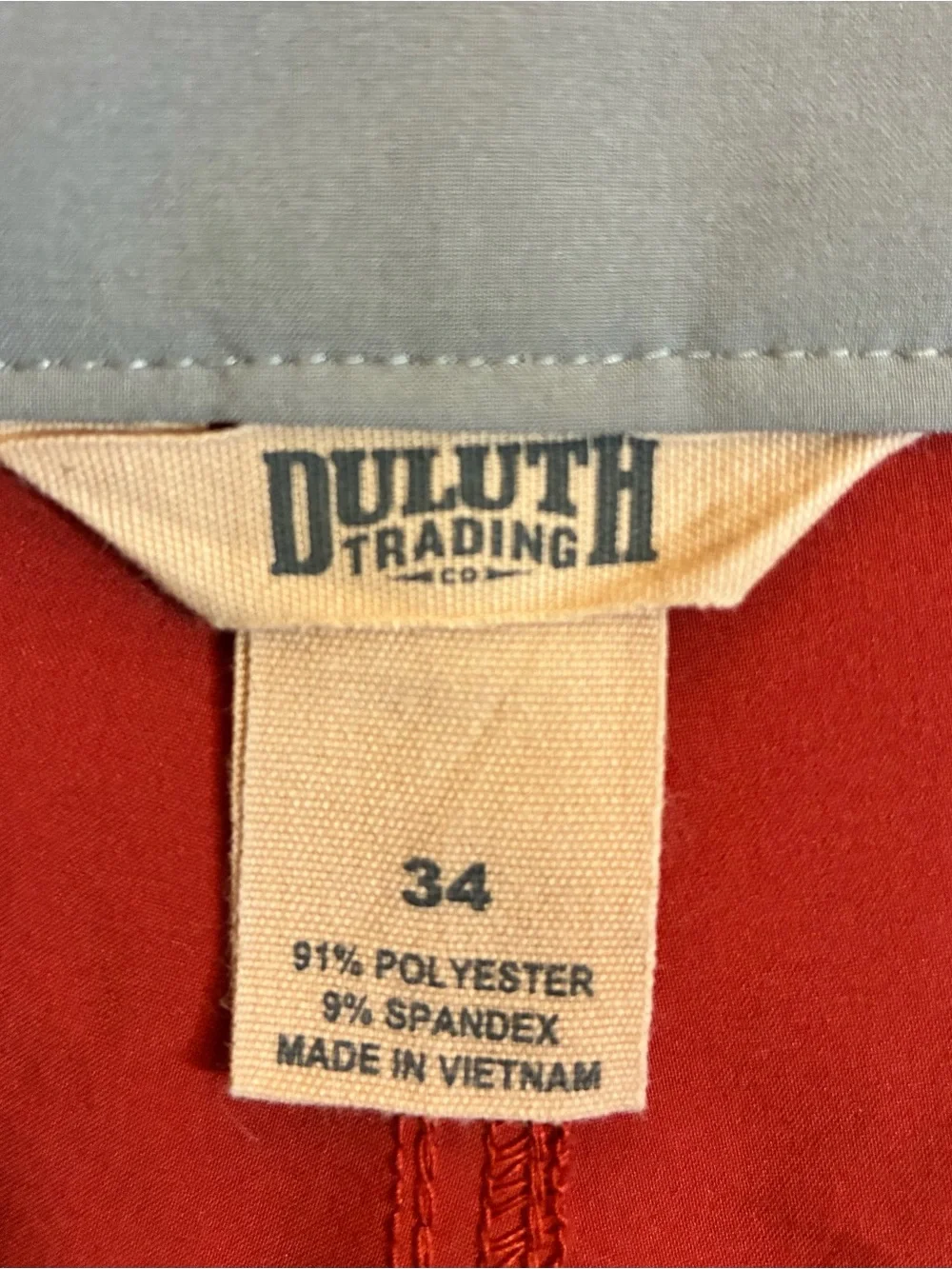 Duluth Trading Mens DuluthFlex Bull Moose 9” Board Shorts Orange Rust Gray Sz 34